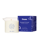 Dame Massage Oil Candle Melt Together in a glass container with box, promoting intimacy and mood.