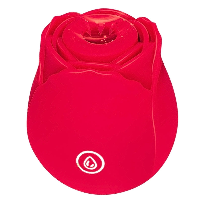 Bella Rose Rose Shaped Clitoral Suction Vibrator Red in vibrant red, designed for targeted hands-free stimulation.