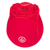 Bella Rose Rose Shaped Clitoral Suction Vibrator Red in vibrant red, designed for targeted hands-free stimulation.