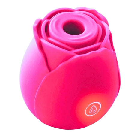 Bella Rose Shape Suction Mini Vibrator Pink in a elegant rose design for clitoral stimulation.