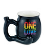Fashioncraft Small Deluxe Mug One Love with rainbow text on matte black design.