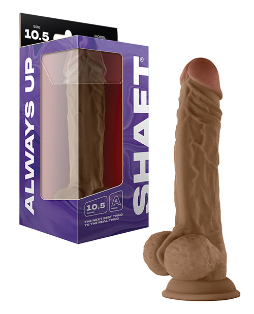 Shaft Model A Flexskin 10.5 Inch Dong with Balls Oak packaging and product display.