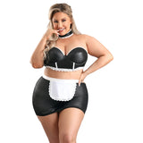 Fantasy Lingerie Play 5 Star Service Maid Black 1X 2X sexy maid costume with lace details and playful charm.