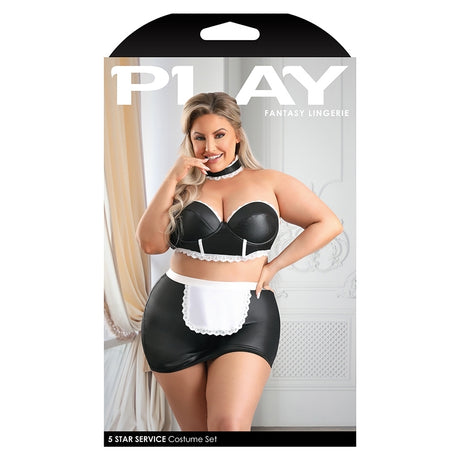 Fantasy Lingerie Play 5 Star Service Maid Black 1X 2X alluring costume set for seductive roleplay.