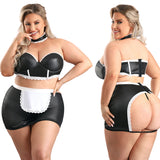 Fantasy Lingerie Play 5 Star Service Maid Black 1X 2X sexy maid costume with alluring design and playful charm.