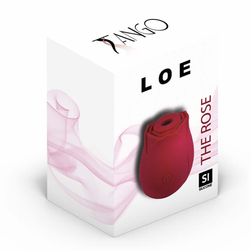 Loe The Rose Premium Suction Stimulator Red packaging with elegant design and branding from Freedom Novelties.