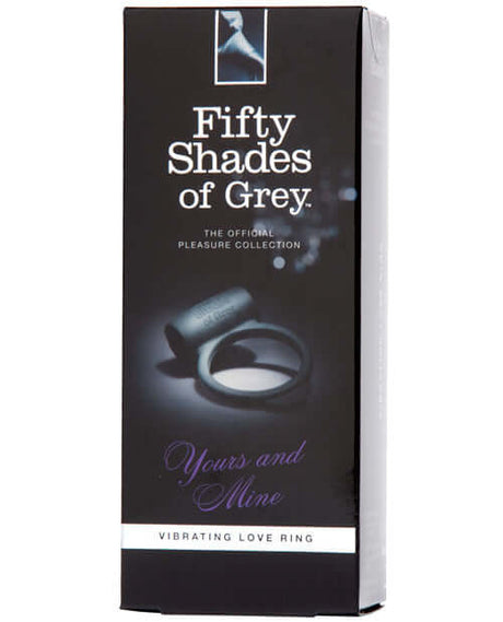 Fifty Shades of Grey Yours and Mine Vibrating Love Ring packaging showcasing its design and features.