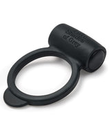 Fifty Shades of Grey Yours and Mine Vibrating Love Ring, a black silicone cock ring designed for enhanced pleasure.