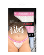 Vibes Tasty 3 Pack Lace Thongs Assorted Colors Queen showcasing three lace thongs with playful waistbands.