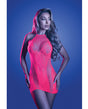 Back It Up Fishnet Halter Dress in Floral Knit Neon Pink OS