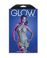 Glow Warning Sign Rhinestone Fishnet Dress Neon Green - Image 5