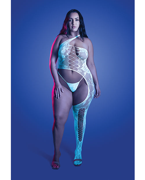 Lights Get Low Floral Knit Bodystocking & Panty White QS