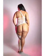 Lights Get Low Floral Knit Bodystocking & Panty White QS - Image 4
