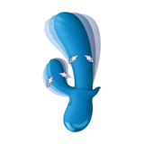 Bang Thick Silicone Rabbit Vibrator Blue showing dual-stimulation design and flexible shaft for pleasure.