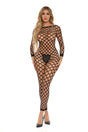 Pink Lipstick Swipe Right Crotchless Bodystocking Black on model showcasing daring design and flattering fit.