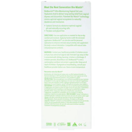 Good Clean Love Bionourish Moisturizer With Hyaluronic Acid 2 Oz product label with detailed instructions and ingredients.