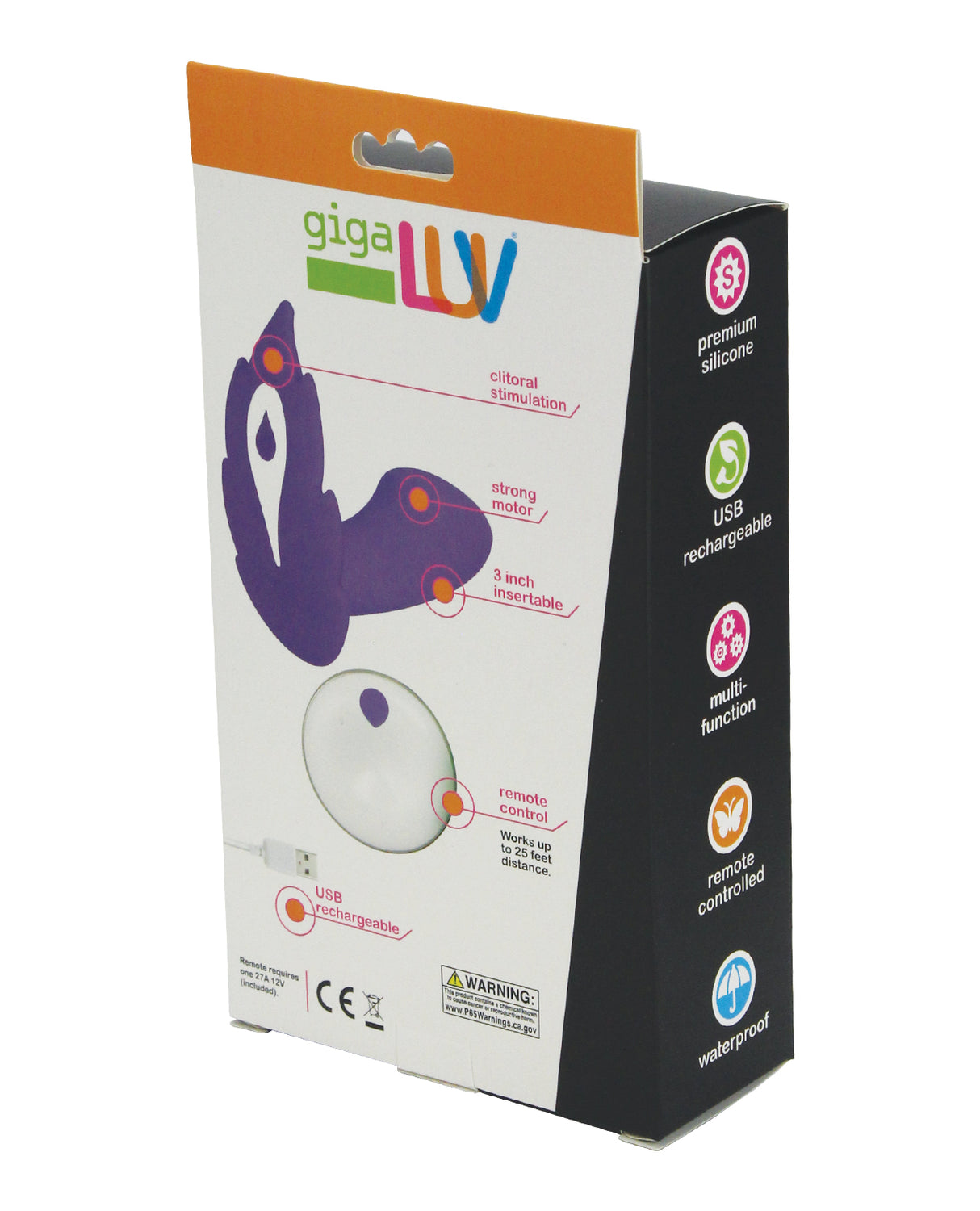 GigaLuv Deep Secret Panty Vibe with Remote Purple packaging showcasing features and design details.