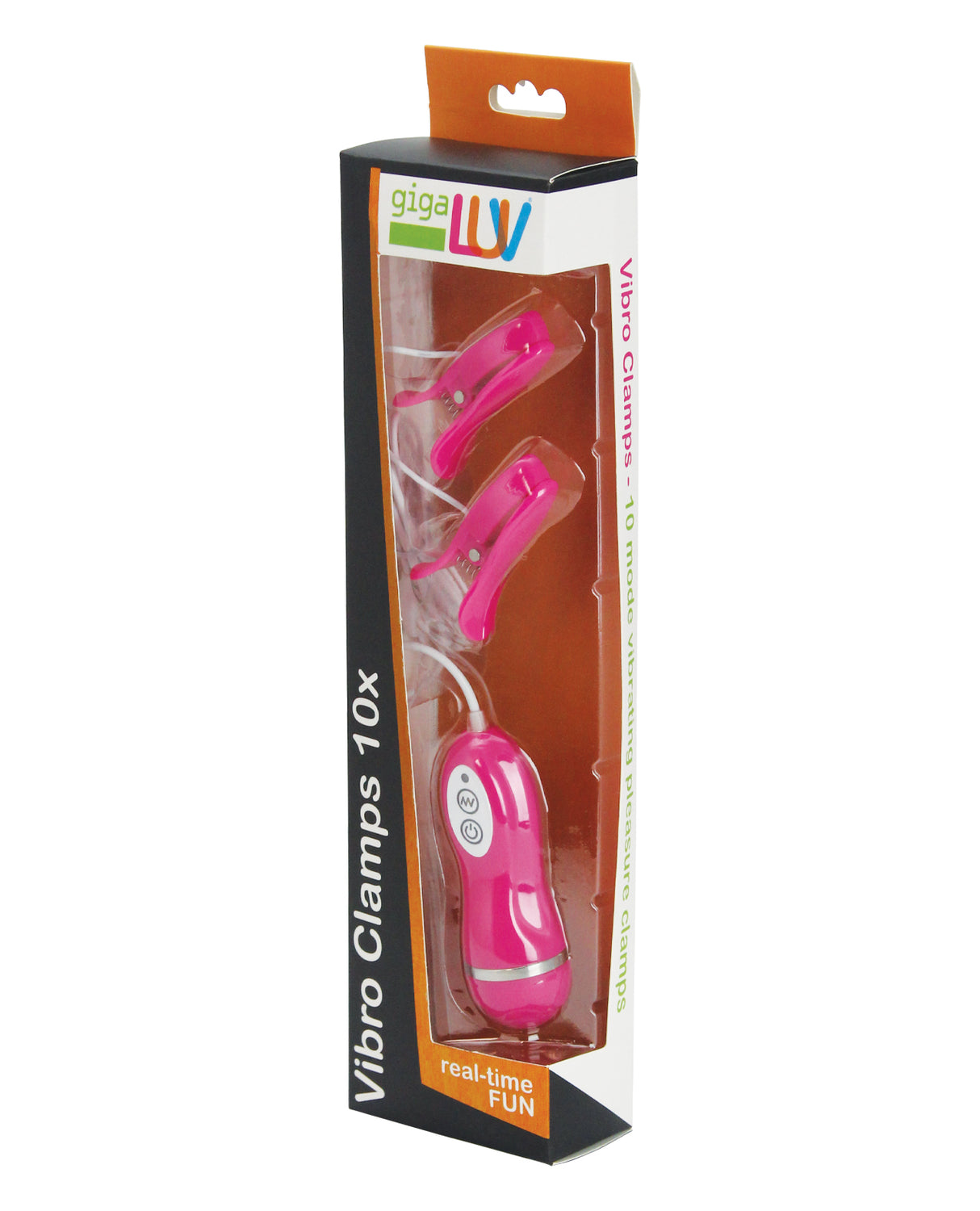 GigaLuv Vibro Clamps 10 Functions Pink in sleek packaging showcasing vibrant design and control remote.