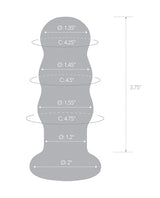Dimensions illustration for Glas 3.5 Inch Vibrating Beaded Butt Plug Blue, showing measurements and sizes.