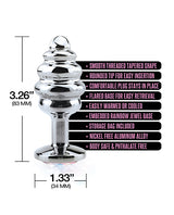 Nixie Honey Dipper Medium Ribbed Stainless Steel Plug features smooth tapered shape and jewel finish for comfort.