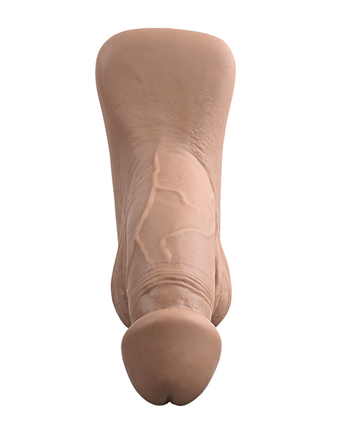 Gender X 4 inch Silicone Packer Tan, realistic silicone packer for tucking and packing, body-safe material.