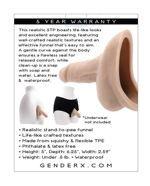 Gender X Stand To Pee Light STP Packer Ivory product features and details with a realistic design and effective funnel.