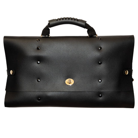The Traveler 10 Piece Restraint and Bondage Play Kit stylish black bag with gold accents