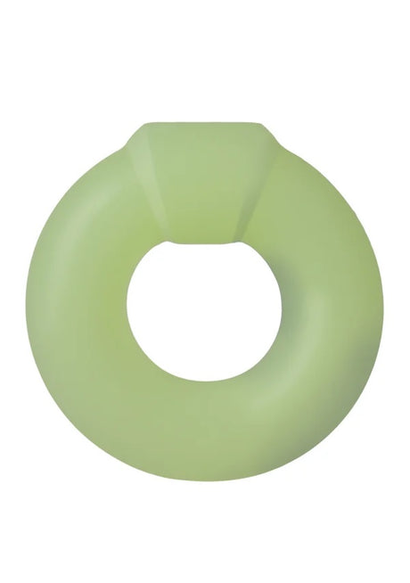 Rock Solid Mega Ring Glow in the Dark Cock Ring Green in a smooth, soft green design with an additional pressure knob.