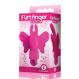 The 9's Flirt Finger Butterfly Finger Vibrator Pink packaging with vibrant pink design and butterfly silhouette.