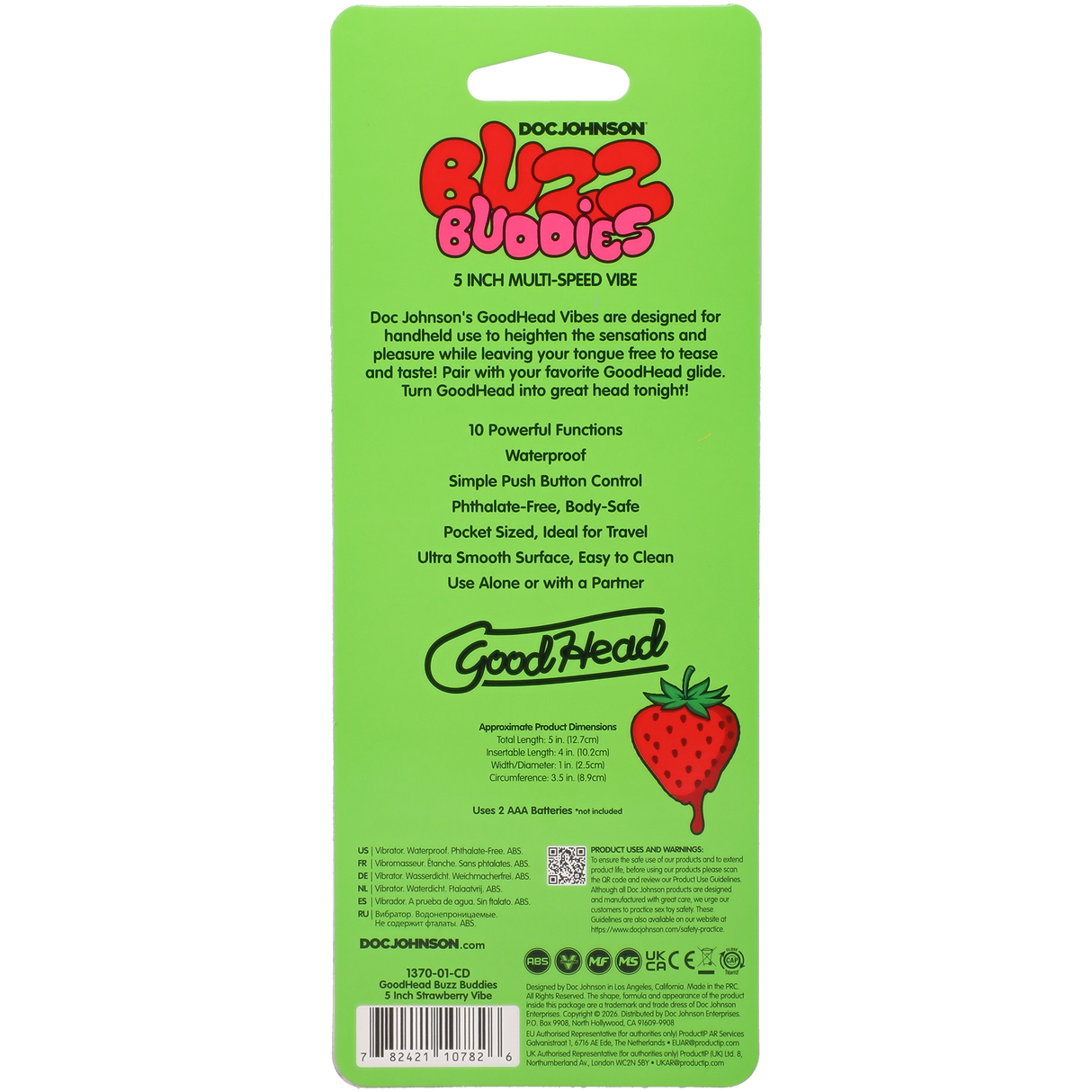 Goodhead Buzz Buddies 5 Inch Multi-Speed Vibe Strawberries