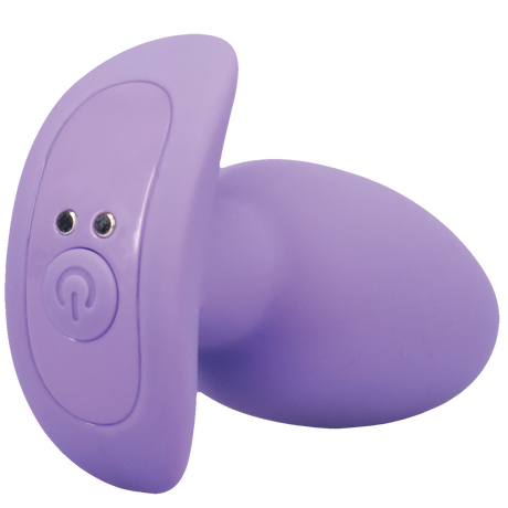 Mood Teaser Vibrating Micro Plug Lavender showing its sleek design and control button for easy use.