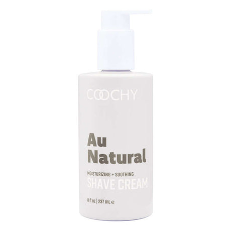 Coochy Shave Cream Au Natural 8 Oz bottle for a rash-free, silky shave and soothing self-care.