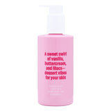Coochy Shave Cream Frosted Cake 8 Oz pink bottle with text describing sweet vanilla, buttercream aroma.