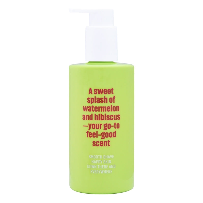Coochy Shave Cream Melon Madness 8 Oz bottle with a sweet fragrance of watermelon and hibiscus for smooth shaving.