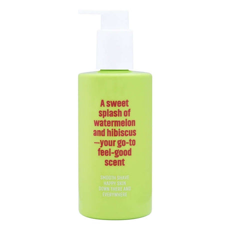 Coochy Shave Cream Melon Madness 8 Oz bottle with a sweet fragrance of watermelon and hibiscus for smooth shaving.