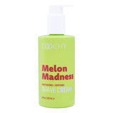 Coochy Shave Cream Melon Madness 8 Oz bottle with moisturizing and soothing formula for a smooth shave.