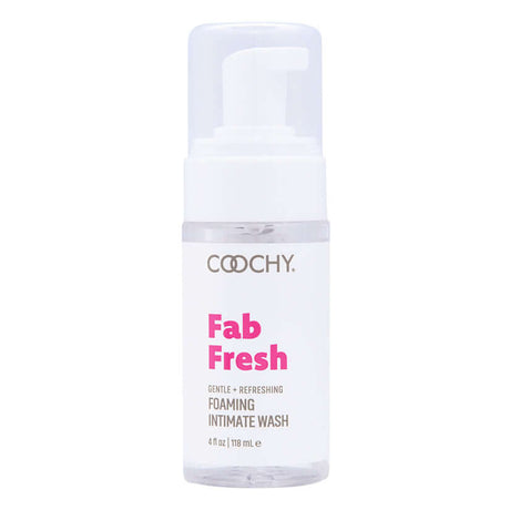 Coochy Fab Fresh Intimate Foaming Cleanser Peony 4 Oz bottle with pump dispenser.