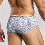 Male Basics Hipster Brief Spider Large shown from the back, featuring a playful spider-inspired print.