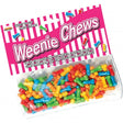 Weenie Chews Penis Candy 125pcs resealable bag of colorful pecker-shaped hard candy for adult parties.
