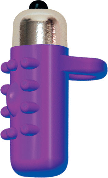 Frisky Fingers Silicone Sleeve Purple with removable bullet, designed for targeted pleasure and enhanced control.