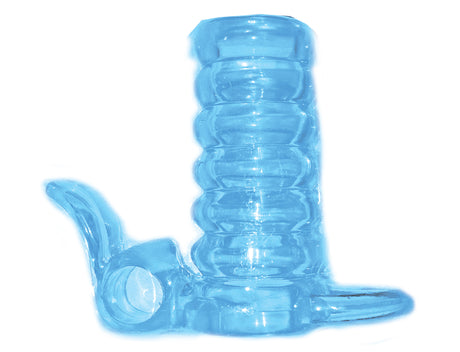 Wet Dreams Plump Bunny Vibrating Penis Sleeve Blue designed for enhancing pleasure and intimacy for couples.