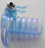 Wet Dreams Plump Bunny Vibrating Penis Sleeve Blue with ribbed texture and bunny ears for enhanced pleasure.