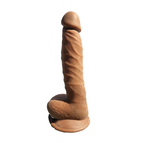 Skinsations Papi Chulo 6.5 Inch Caramel Realistic Dildo showcased from the side, featuring detailed lifelike contours.