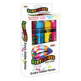 Bodylicious Edible Body Pens 4 Pack Assorted Flavors with fruity colors and flavors for intimate creative fun.