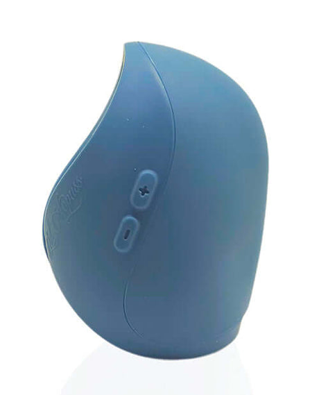 Hot Octopuss Pulse Duo Couples Massager Blue side view showcasing its ergonomic design and buttons.