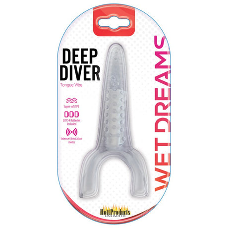 Tongue Star Deep Diver Clear Vibrating Tongue With Motor product packaging showcasing deep diver tongue vibe.