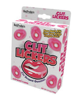 Clit Lickers Vagina Shaped Gummies packaging with playful raspberry flavored gummies for adult gatherings.