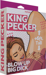 King Pecker 6ft Giant Inflatable Penis packaging showcasing a fun and cheeky party prop.