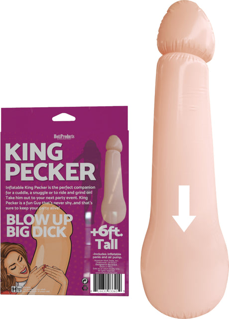 King Pecker 6ft Giant Inflatable Penis with packaging, perfect for parties and gatherings.