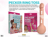 Hott Products Inflatable Pecker Ring Toss Game package featuring inflatable penis and fun party details.